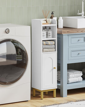 Hzuaneri bottom cabinet stores spare toilet paper out of sight.