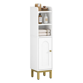 Hzuaneri narrow cabinet top compartment for display and easy access.