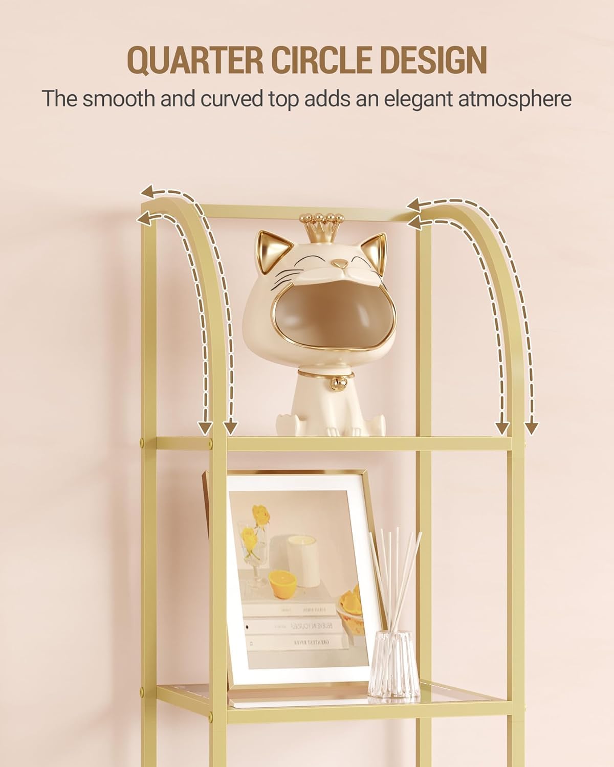 Top quarter-round detail on the Hzuaneri bookcase adds style.