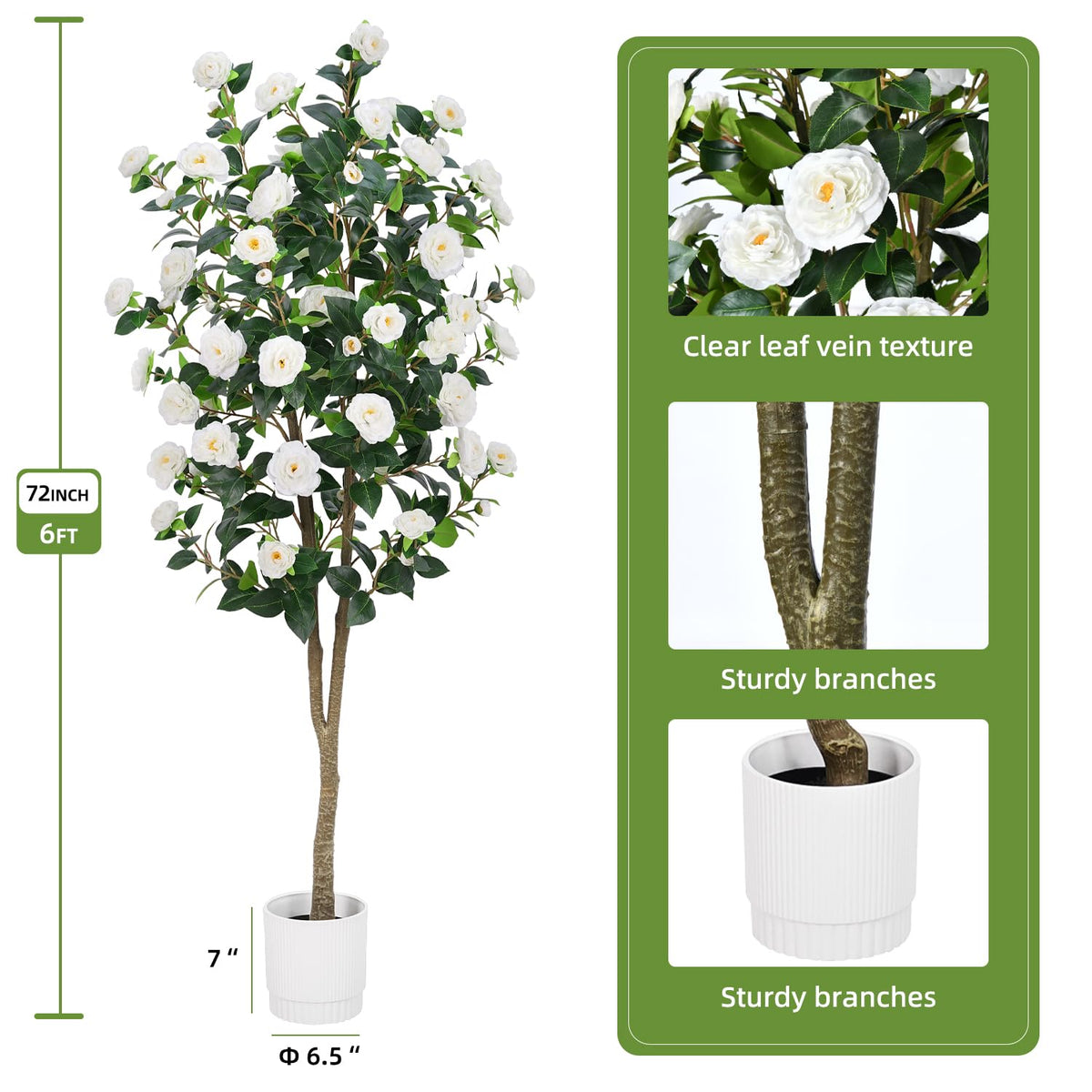 HZXGCP artificial camellia blossoms close-up with vibrant petals and lush leaves.