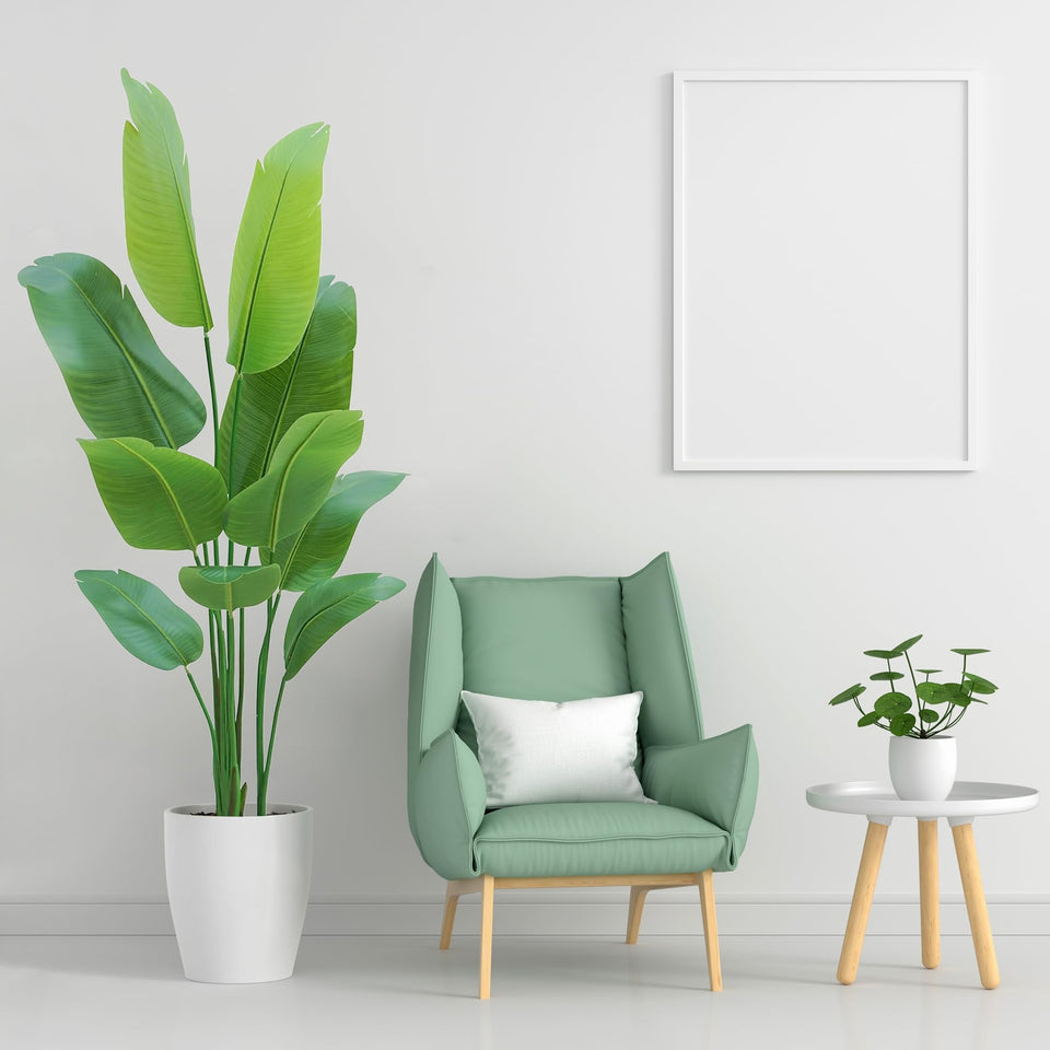 HZXGCP Bird of Paradise 5ft plant showcases lifelike trunks and lush leaves for living rooms.