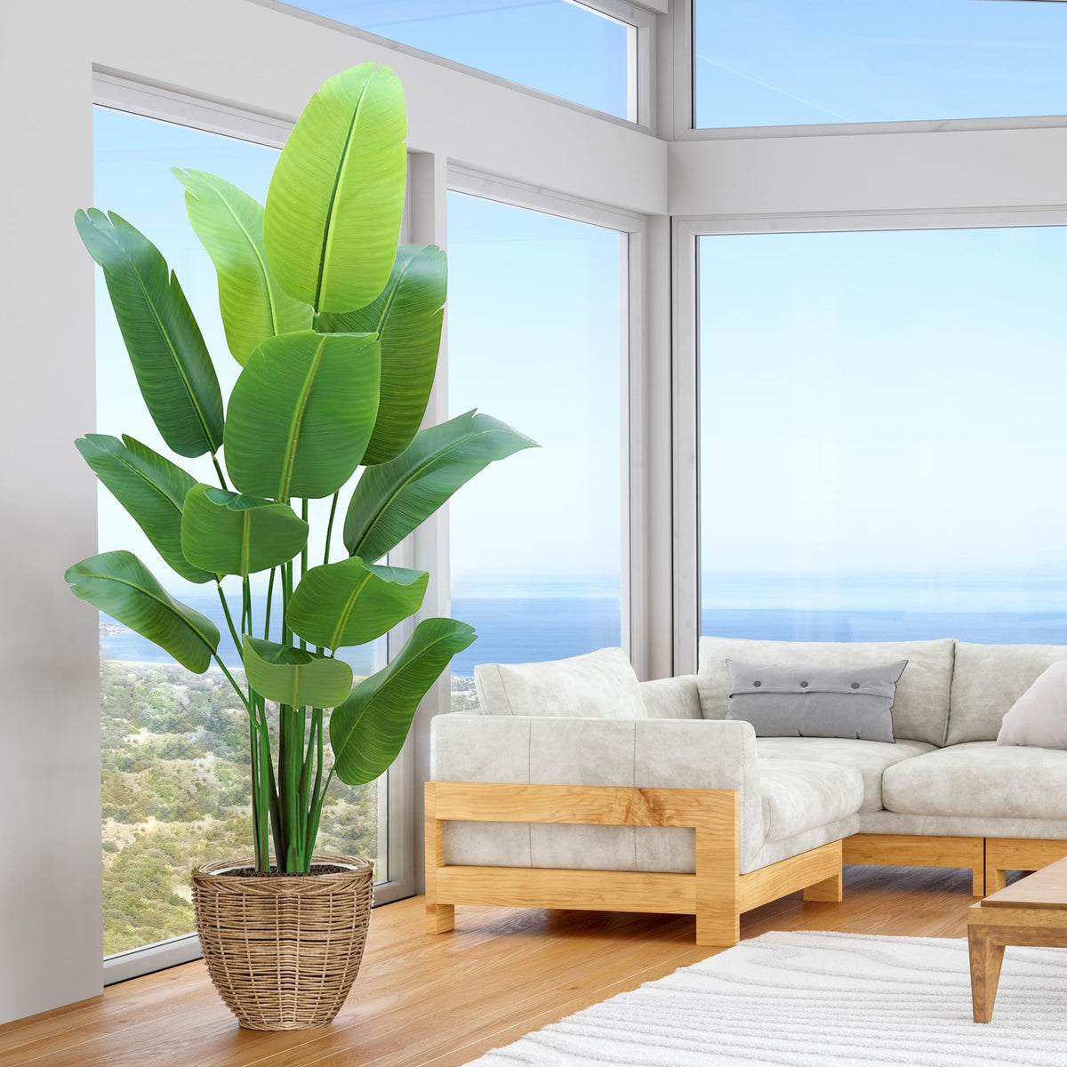 HZXGCP Bird of Paradise 6ft front view with lush leaves for home decor