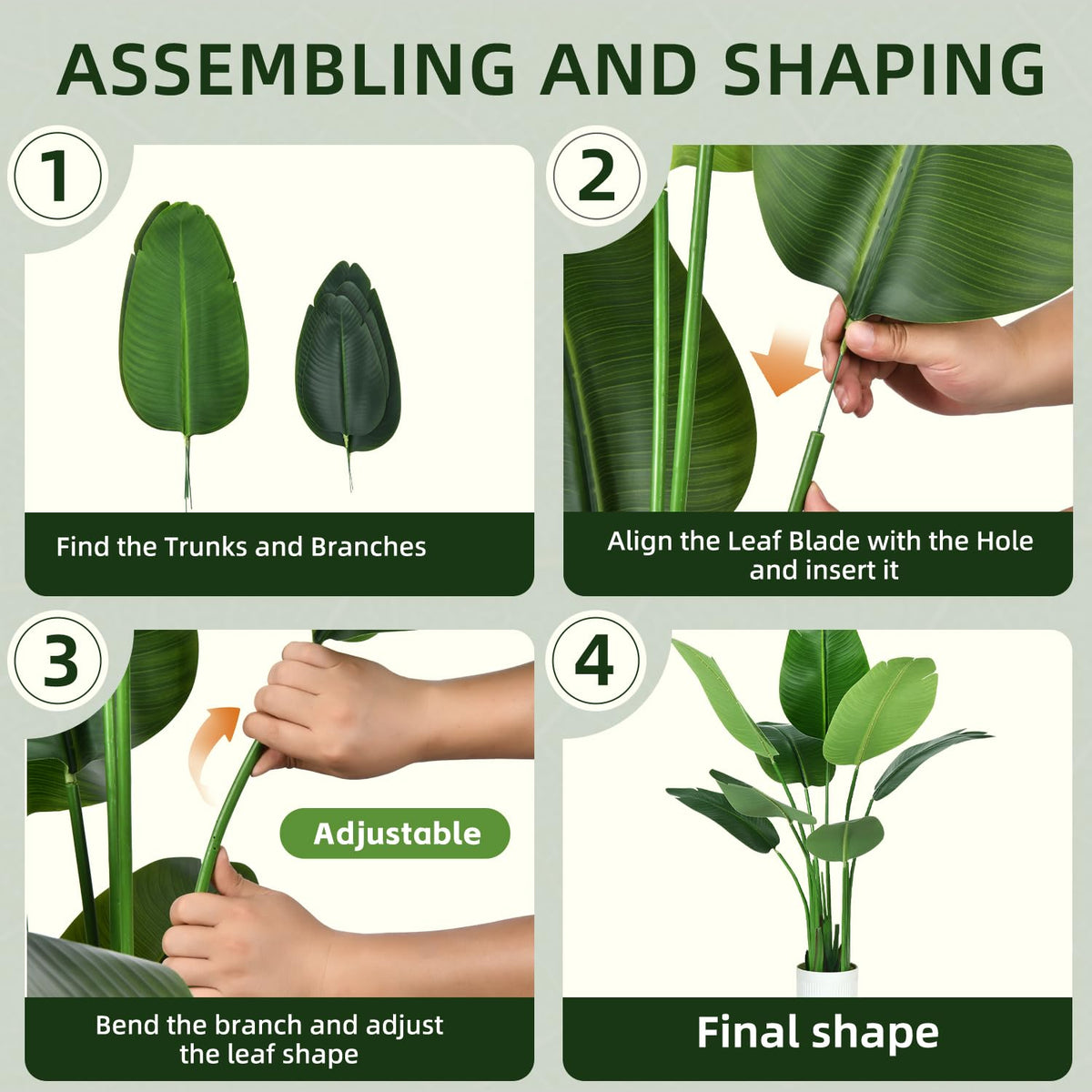 HZXGCP Bird of Paradise trunk assembly shows sturdy construction and ease of setup.