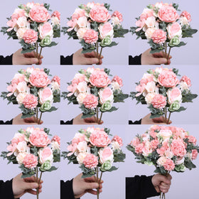 HZYZZYQ artificial peony 8-pack pink-white bouquet for elegant table decor.