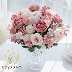 HZYZZYQ living room vase decor with peony bouquet accents.
