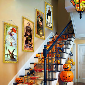 ianthe Halloween banners 4pc set, weather-resistant fabric for outdoor porch display.