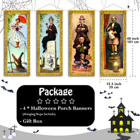ianthe 4pc backdrop with frame pattern, easy setup for quick Halloween decor.