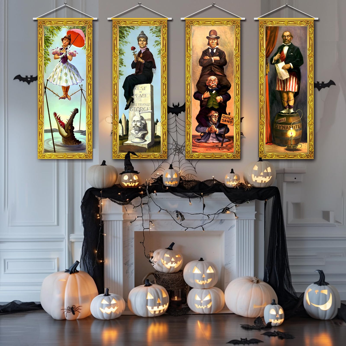 ianthe haunted-mansion posters, four distinctive designs for varied party vibes.