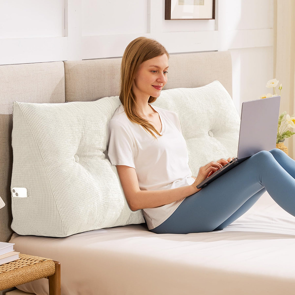 IASEAHK headboard pillow queen size on bed offering backrest support