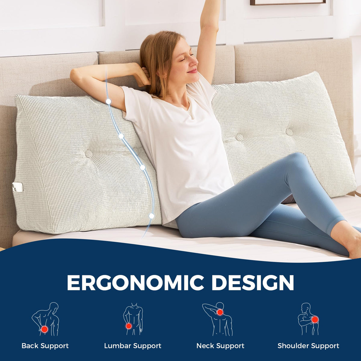 IASEAHK wedge backrest on couch for comfortable reading