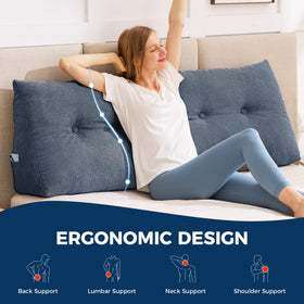 IASEAHK navy blue removable cover on queen headboard pillow for durable daily use.