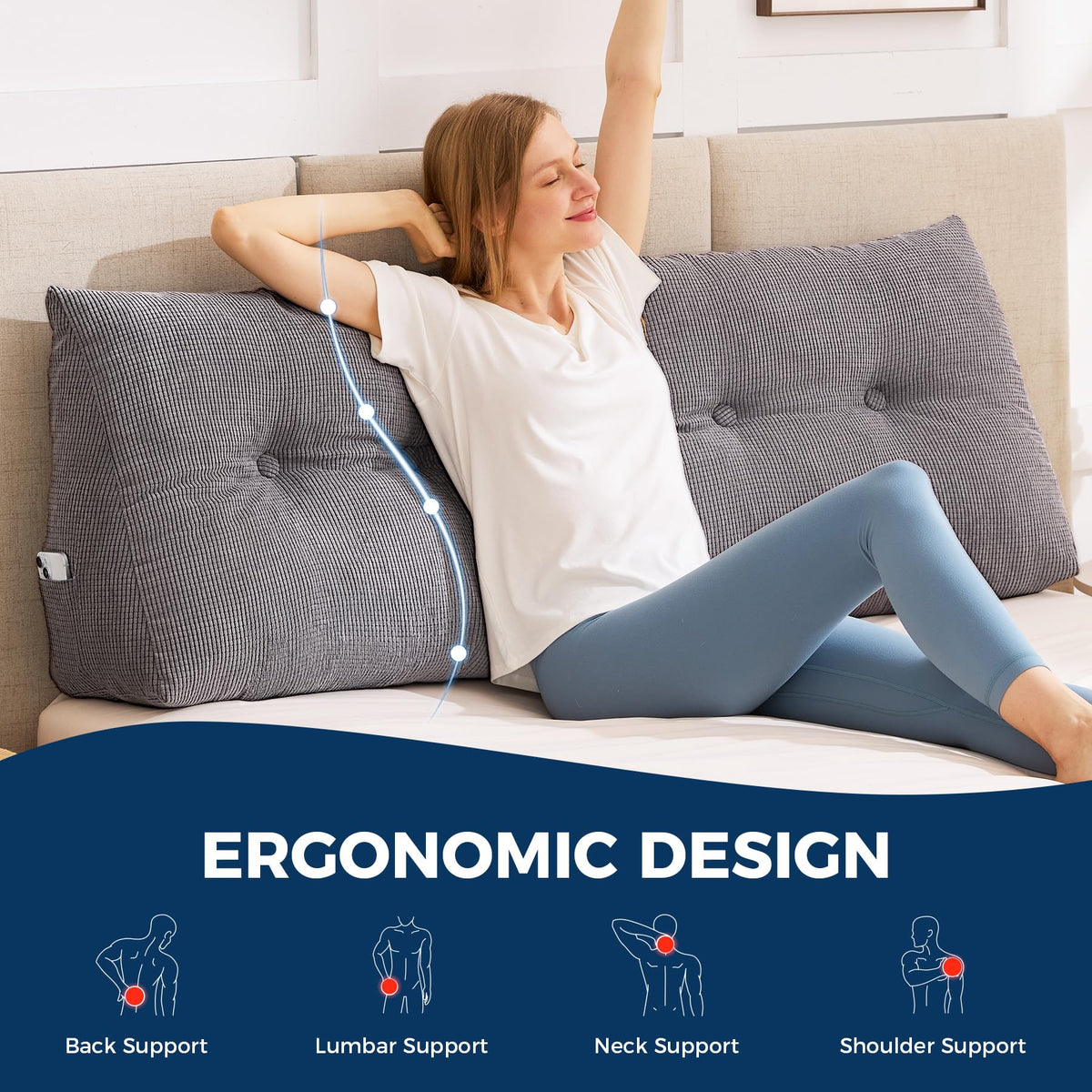 IASEAHK reading pillow on sofa enables ergonomic seating