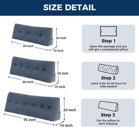 IASEAHK triangle wedge pillow used for reading on sofa with back support.