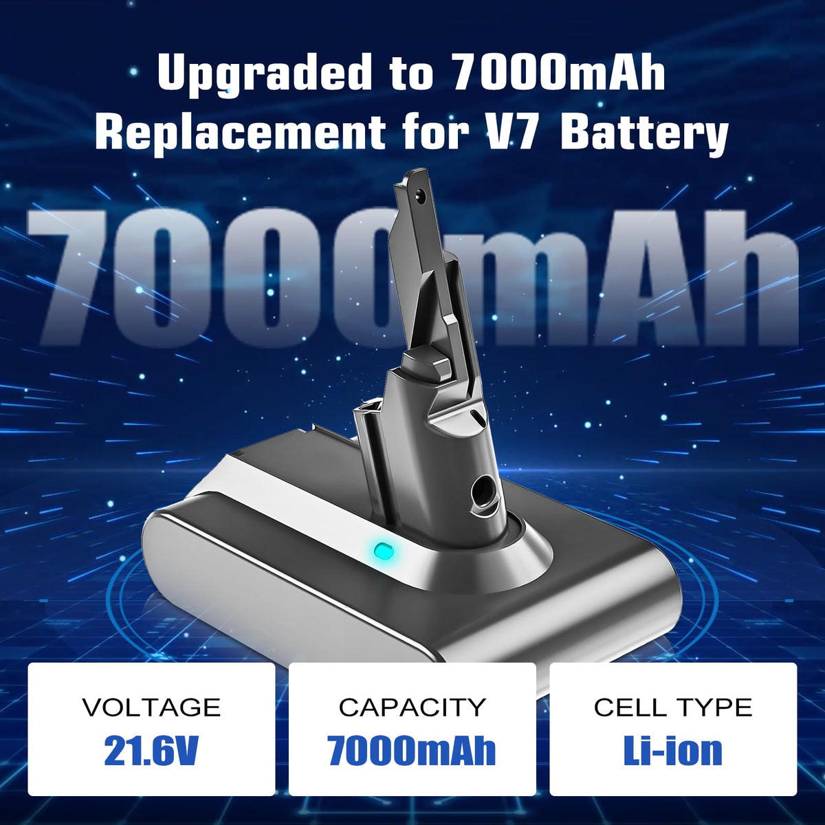 Ibanti 7000mAh V7 Fluffy battery with blue LED charging status