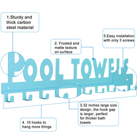 IBosins blue finish matte towel rack adds elegant pool area decor