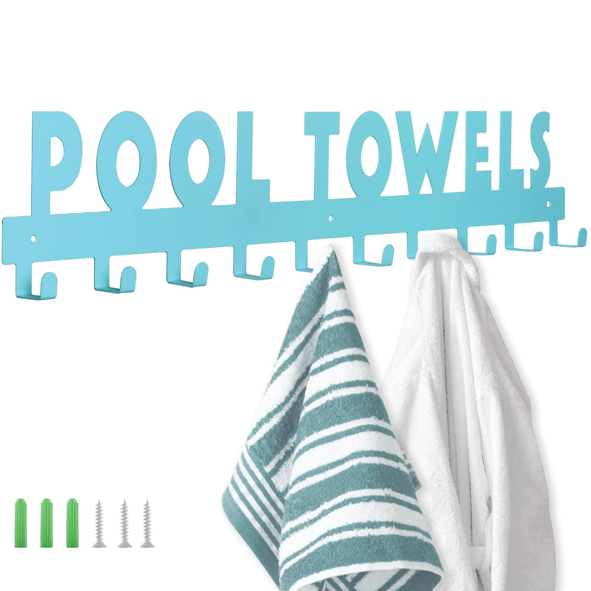IBosins large pool towel rack with ten hooks for towels and robes