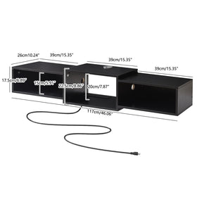 IBUYKE floating TV stand recessed power strip for outlets.