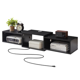 IBUYKE floating TV stand fits 40–60 inch TVs securely.