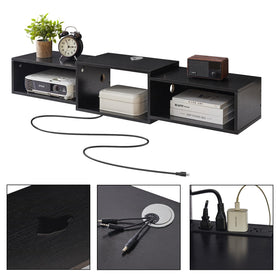 IBUYKE floating TV stand eco-friendly woodgrain finish.