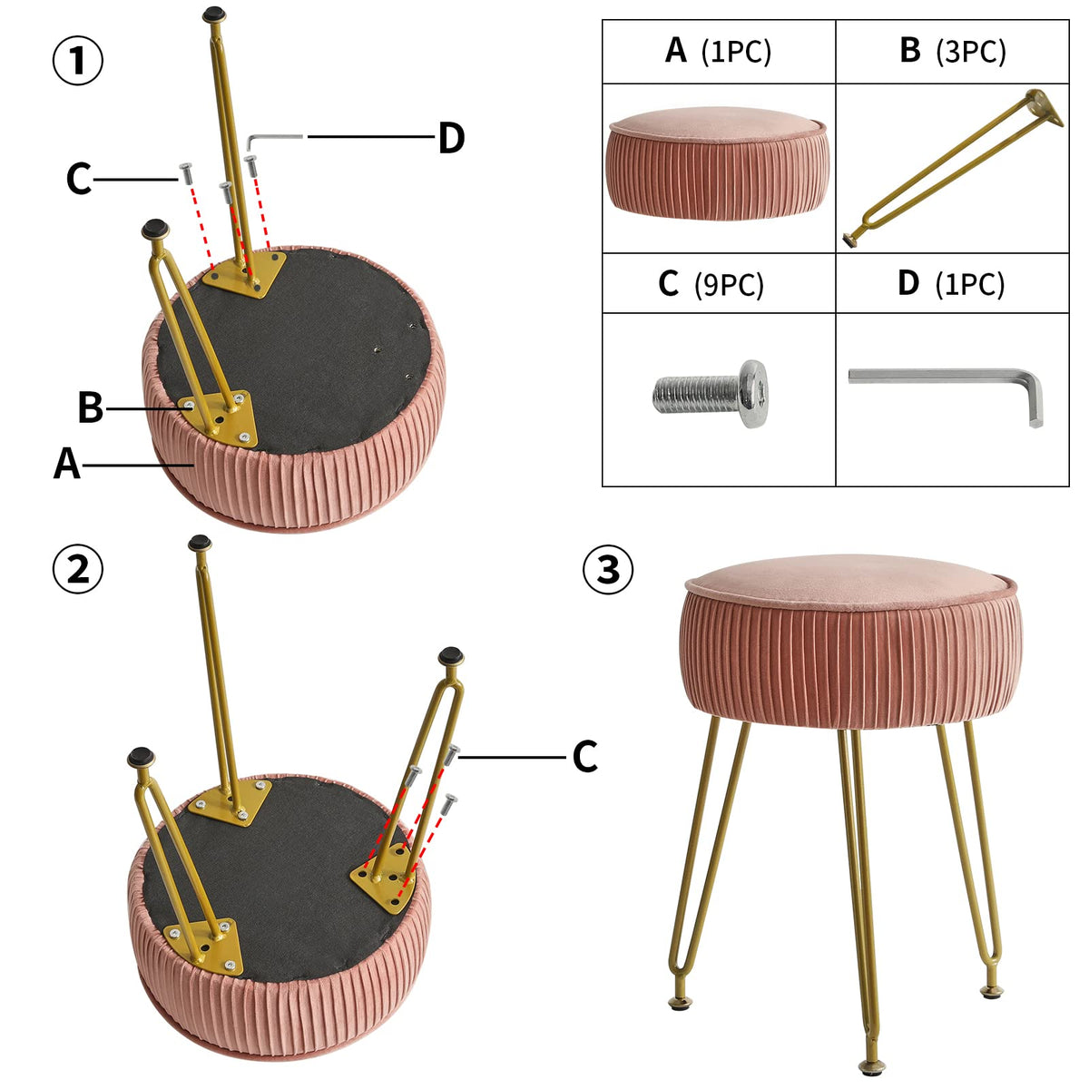 IBUYKE versatile home-use stool for dressing tables, living rooms, or offices
