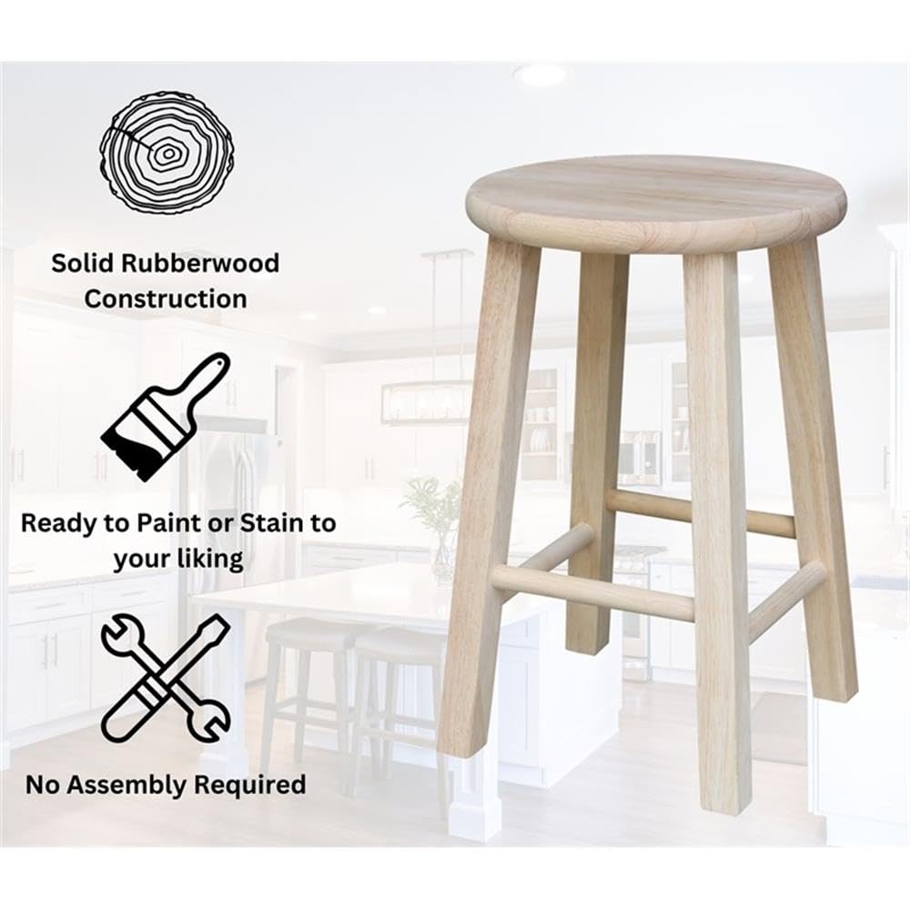 IC International Concepts unfinished stool, perfect canvas for your kitchen or dining decor.