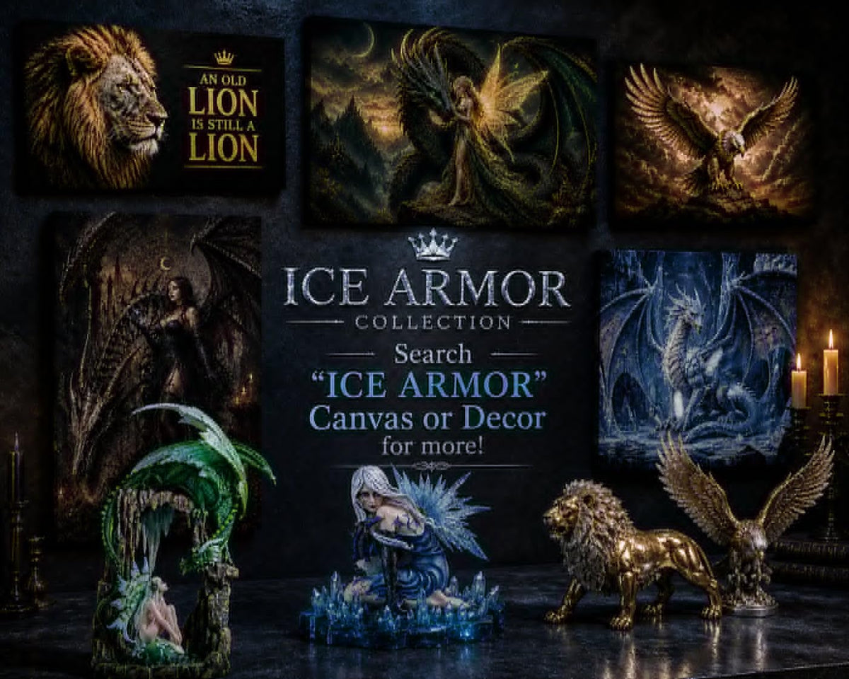 ICE ARMOR fantasy decoration figurine adds intrigue to desks or shelves