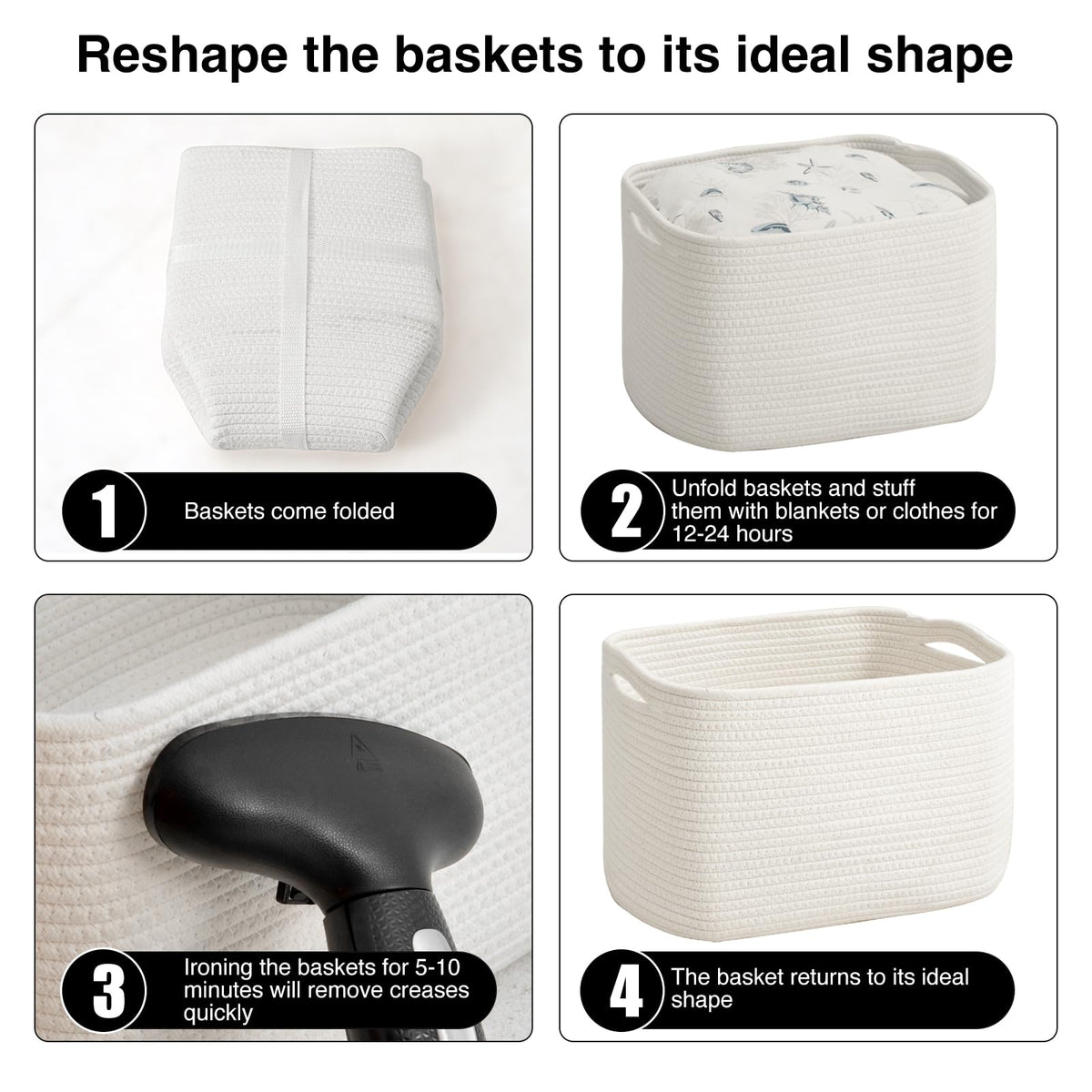ICERZCZ basket with built-in handles is portable for easy repositioning.