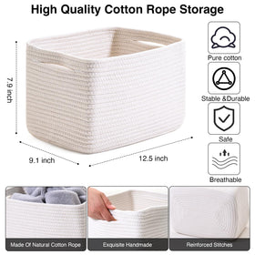 ICERZCZ cotton rope baskets with collapsible handles for easy portability