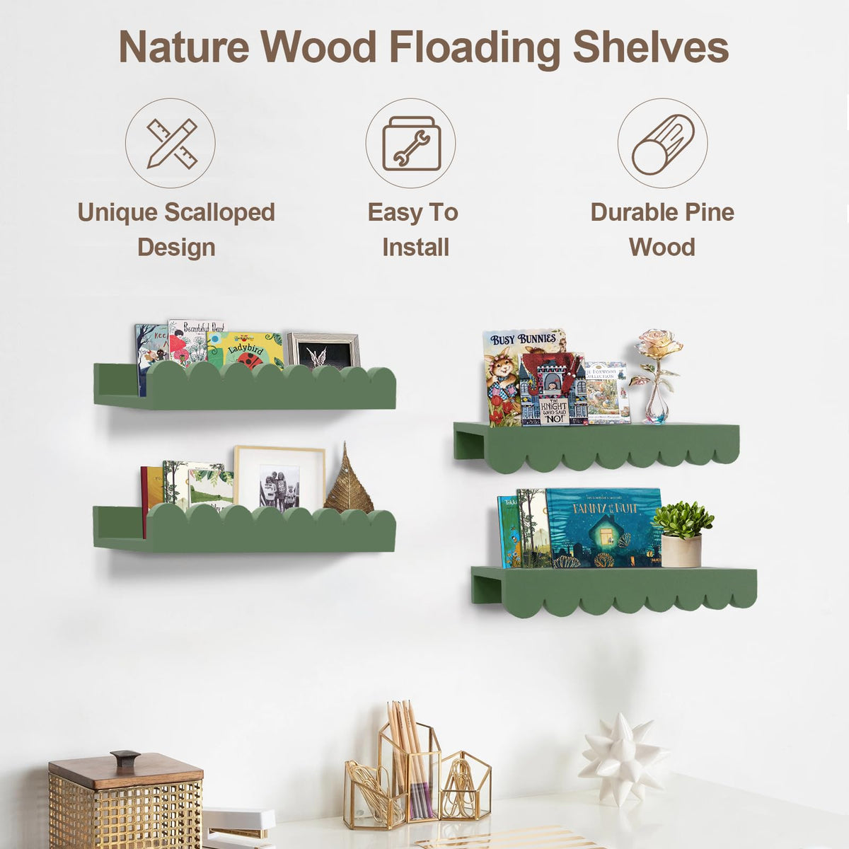 icnjdMopclean wall-mounted sage shelf stores toys and frames safely