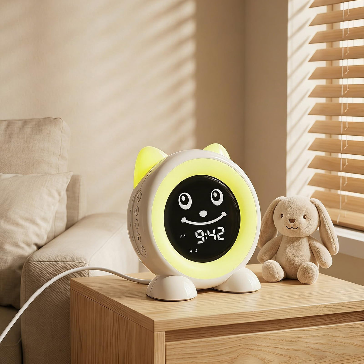 I·CODE OK to Wake sleep-trainer emoji guides kids toward bedtime cues.