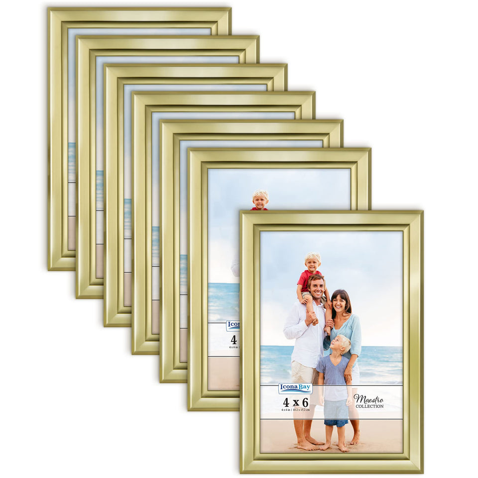 Icona Bay Maestro gold 4x6 frame set with sleek contemporary design for wall or table display.