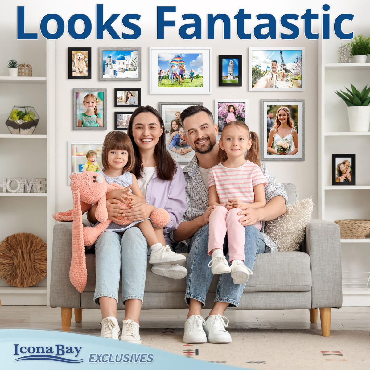Icona Bay mixed-size gallery idea with the frames