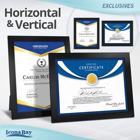 Icona Bay 8.5x11 black frame on tabletop with kickstand