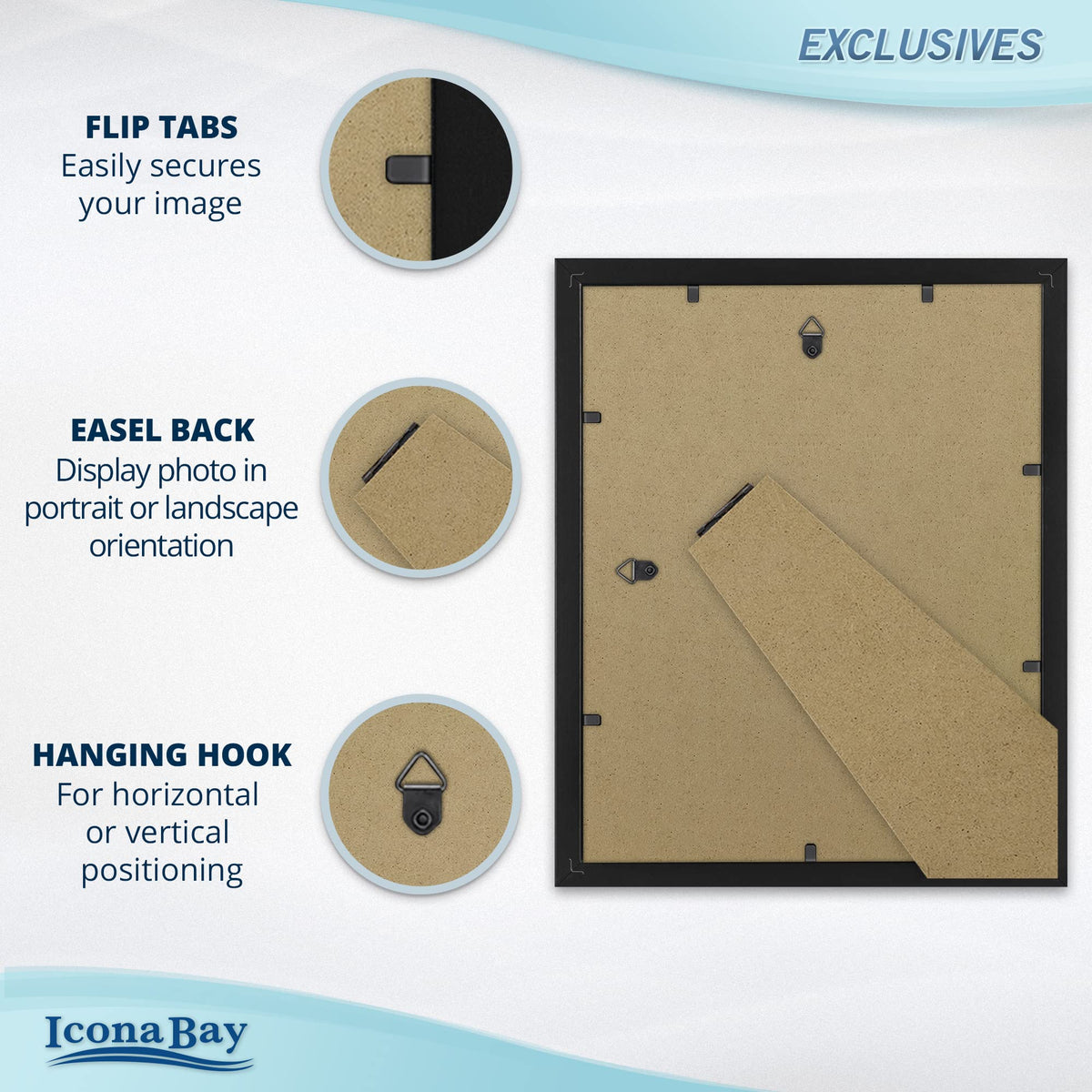 Icona Bay 8.5x11 black frame wall mount option for certificates