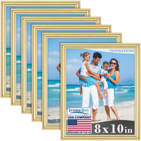 Icona Bay 8x10 gold frame with beaded edge, ideal for tabletop display