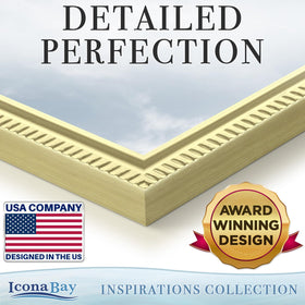 Icona Bay gold frame highlights the beaded edge for elegant wall display