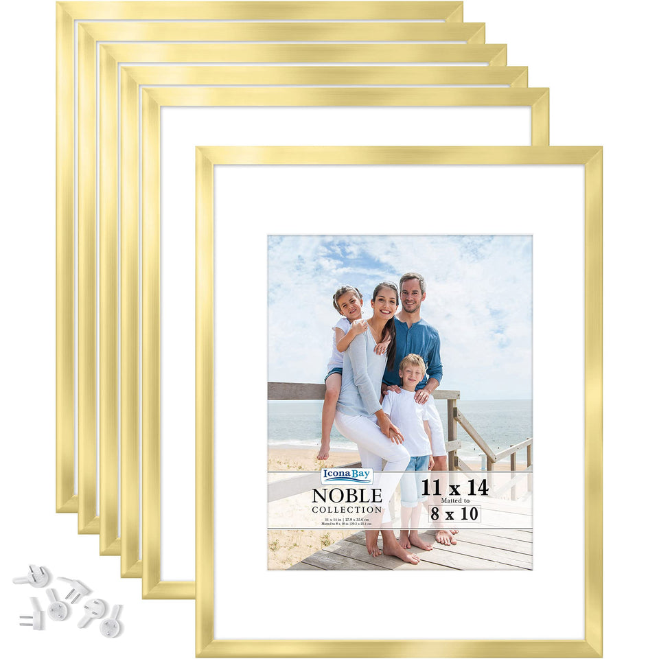 Icona Bay Noble Collection gold 11x14 frame adds modern elegance to photos.