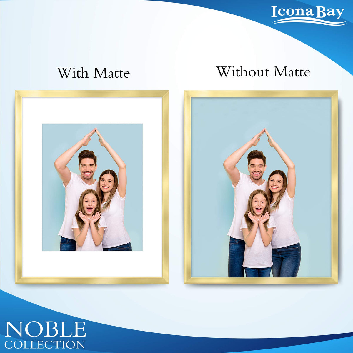 Icona Bay Noble Collection wall-mount hardware enables vertical or horizontal displays.