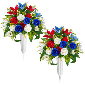 ICX rose and lily arrangement measures 21 inches tall by 15.5 inches wide