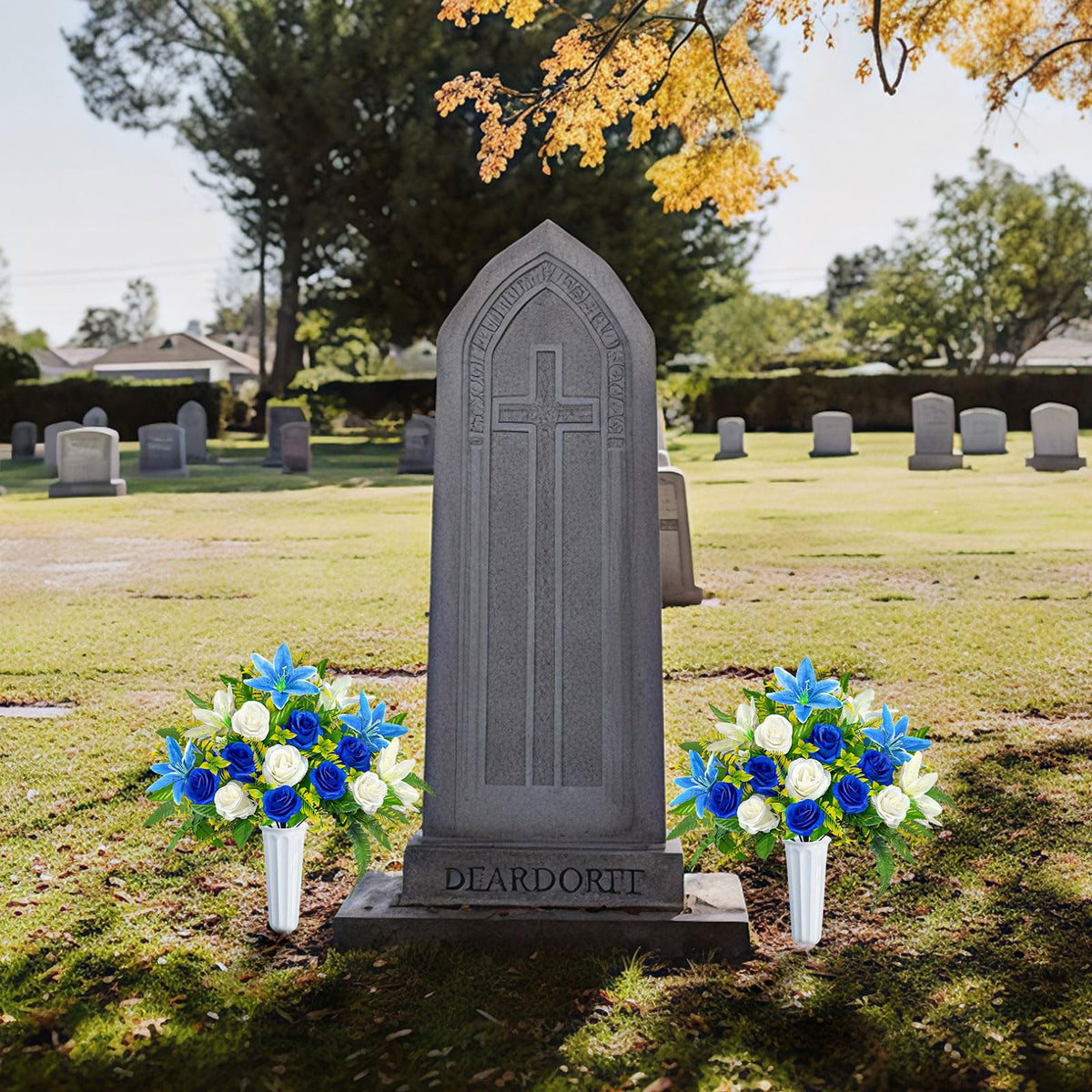 ICX vase included for easy cemetery installation.