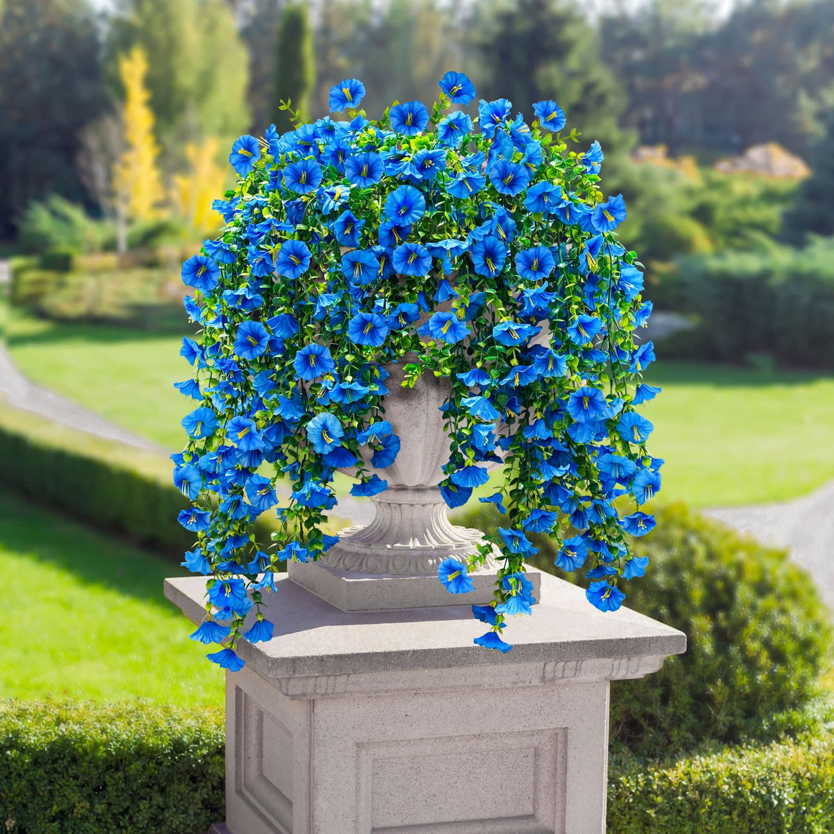 ICX UV-resistant Morning Glory hanging flower enduring sun and rain outdoors.