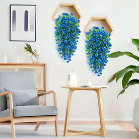 ICX Four-piece blue Morning Glory hanging blooms for porch and garden decor.