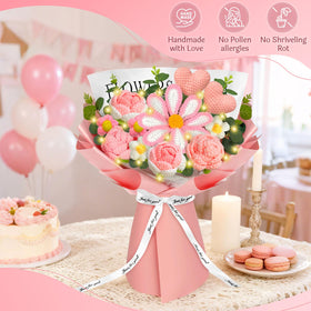 ICX pink knitted roses collection offers delicate, handmade decor