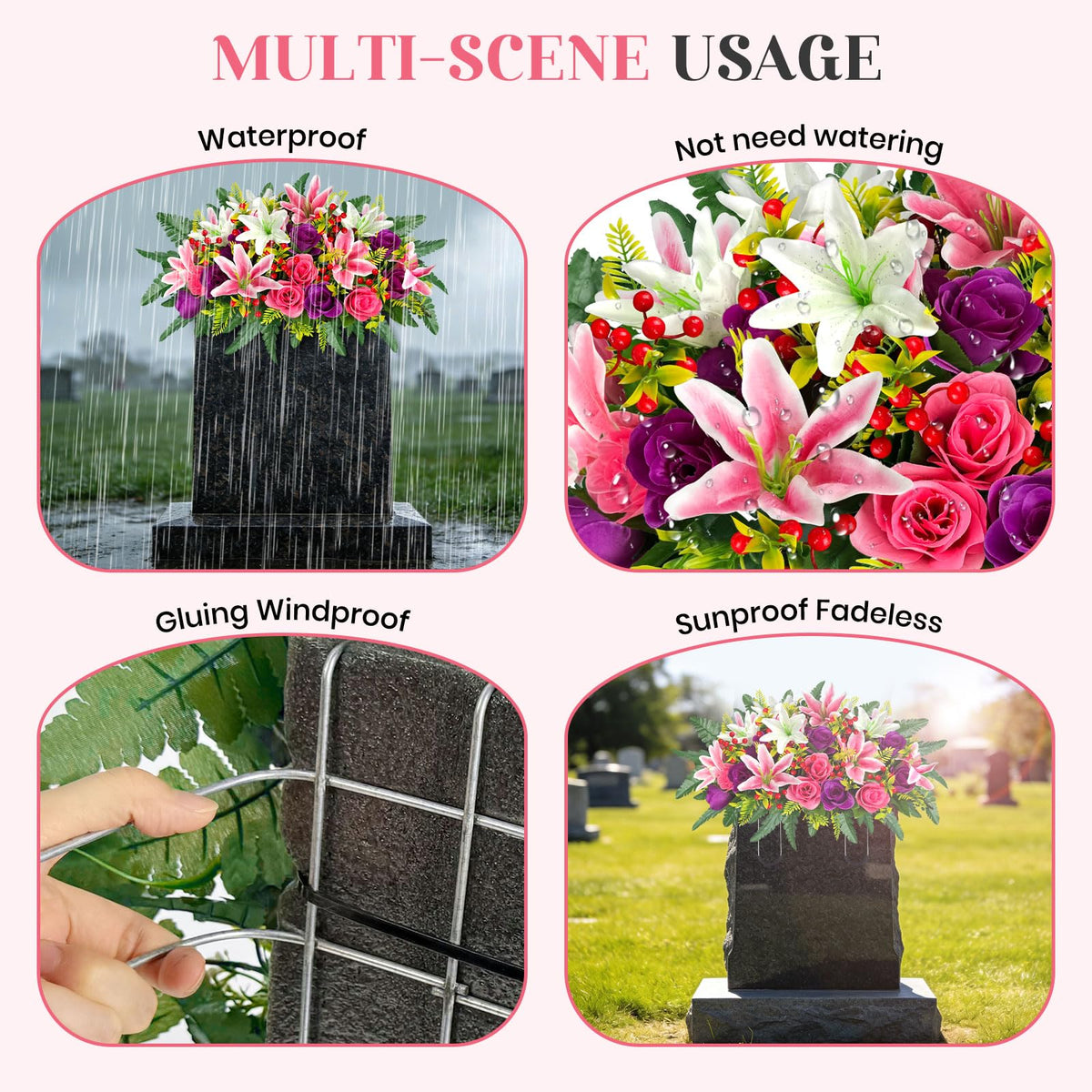 ICX silk flowers preserve color and form for outdoor cemetery displays