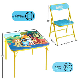 Idea Nuova Bluey chair close up shows wipe clean vinyl padding.