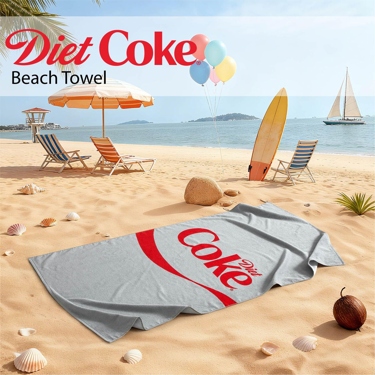 Idea Nuova Diet Coke towel edge detail reveals refined design and durability.