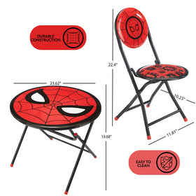 Locking legs on the table and chairs keep the set stable.
