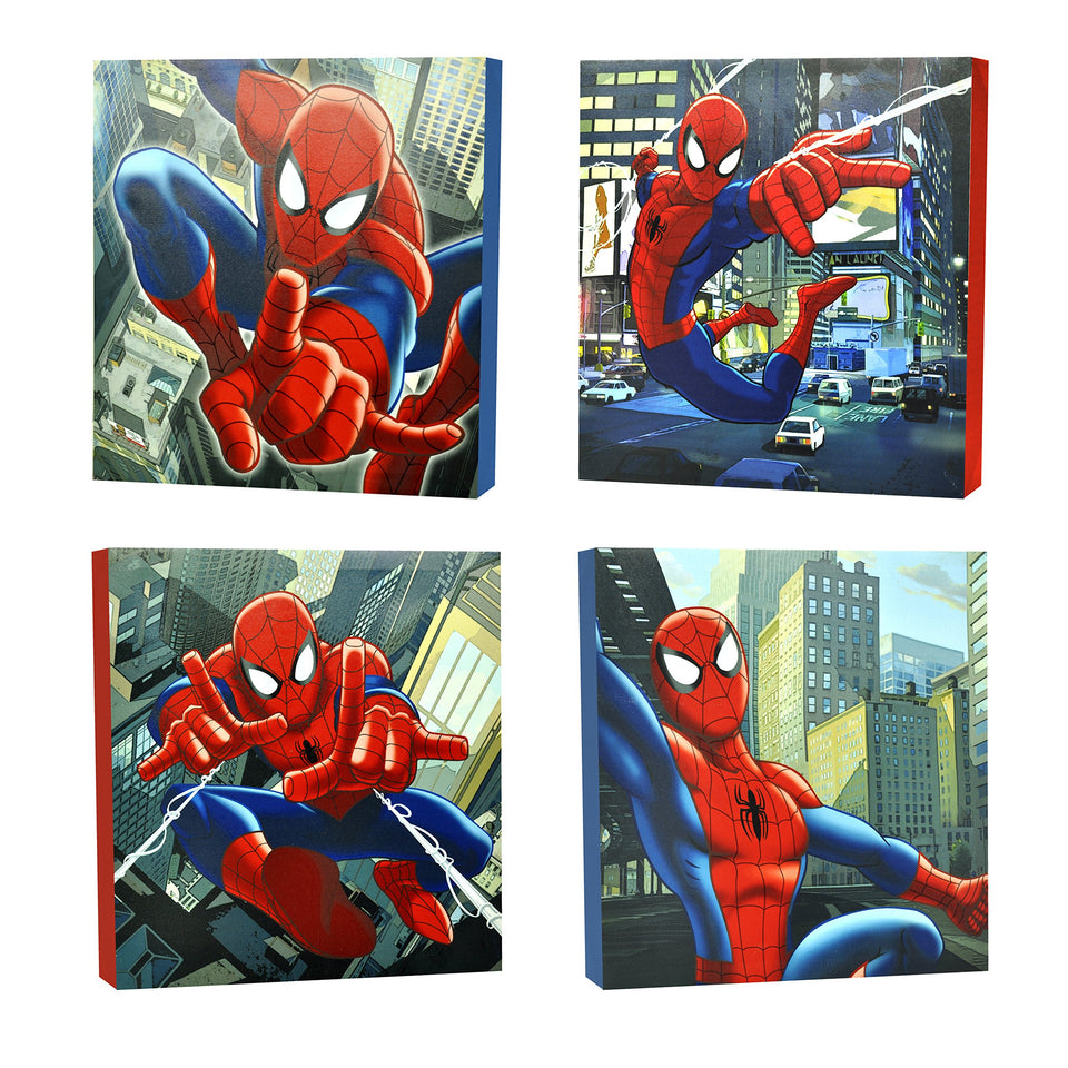 Idea Nuova Marvel Spider-Man canvas wall art panel 1 enhances kids' room decor with vibrant superhero scenes