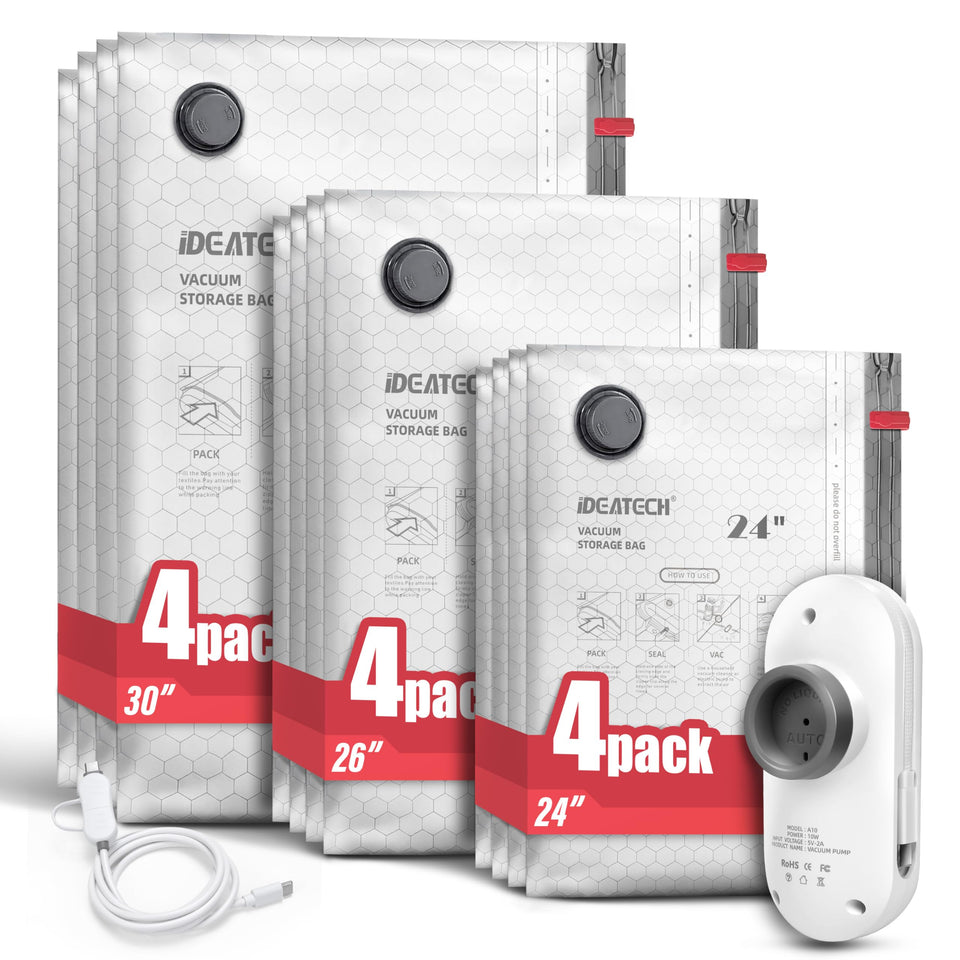 IDEATECH 12-pack travel vacuum bags with USB pump maximize luggage space for trips