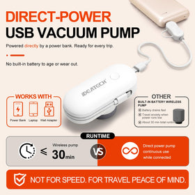 IDEATECH USB pump-powered travel compression enables on-the-go packing